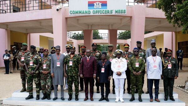 The defense chiefs from the Economic Community of West African States (ECOWAS) countries excluding Mali, Burkina Faso, Chad, Guinea and Niger, pose for a group photo during their extraordinary meeting in Accra, Ghana, Thursday, Aug. 17, 2023, to discuss the situation in Niger.  - Sputnik Africa