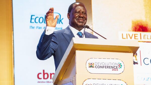 Raila Odinga, leader of Kenya's main opposition alliance Azimio, speaking at the 8th Devolution Conference in Eldoret, western Kenya.  - Sputnik Africa