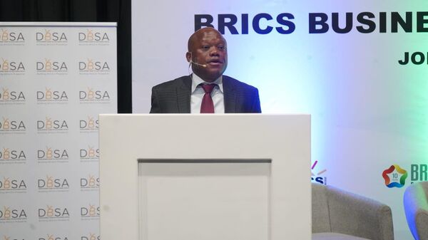 South Africa's Minister of Public Works and Infrastructure Sihle Zikalala speaks at the BRICS Business Forum held on the sidelines of the 15th BRICS Summit in Johannesburg, South Africa, on Tuesday, August 22, 2023. - Sputnik Africa