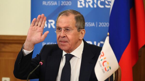  Russian Foreign Minister Sergey Lavrov takes part in an online BRICS meeting. File photo - Sputnik Africa