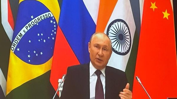 Le Président russe Vladimir Poutine lors de la troisième journée du sommet des BRICS à Johannesburg, en Afrique du Sud, le 24 août 2023 - Sputnik Afrique