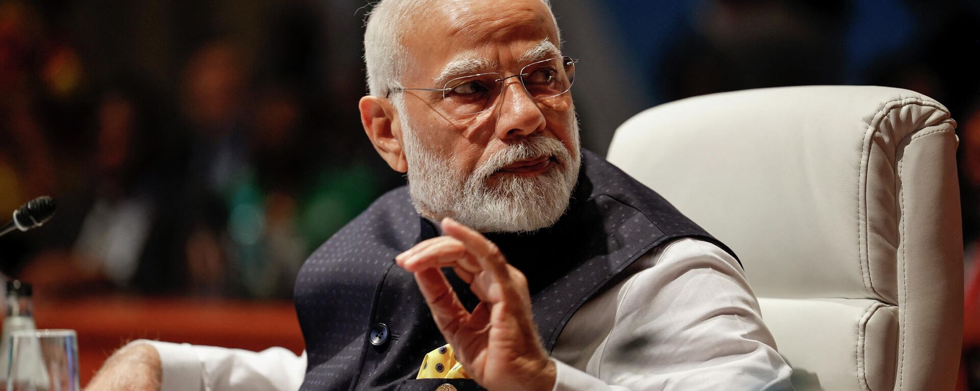 Prime Minister of India Narendra Modi gestures at the plenary session during the 2023 BRICS Summit at the Sandton Convention Centre in Johannesburg on August 23, 2023 - Sputnik Africa, 1920, 27.08.2023