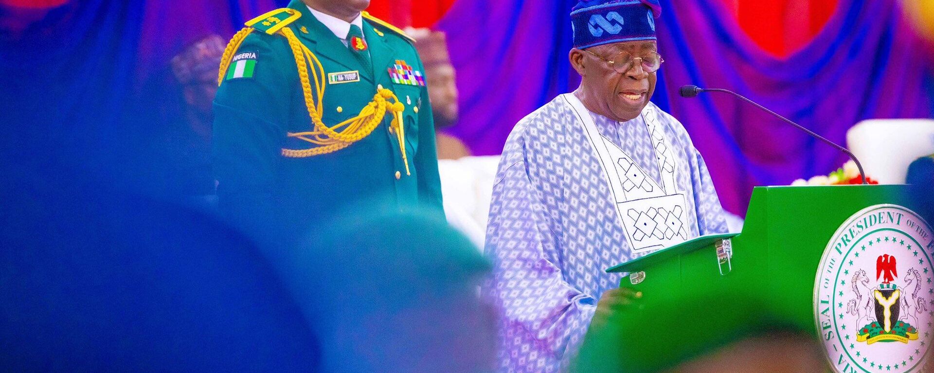 Nigerian President Bola Tinubu speaking at the graduation ceremony of the Armed Forces Command and Staff College Senior Course 45 on July 21, 2023.  - Sputnik Africa, 1920, 27.08.2023