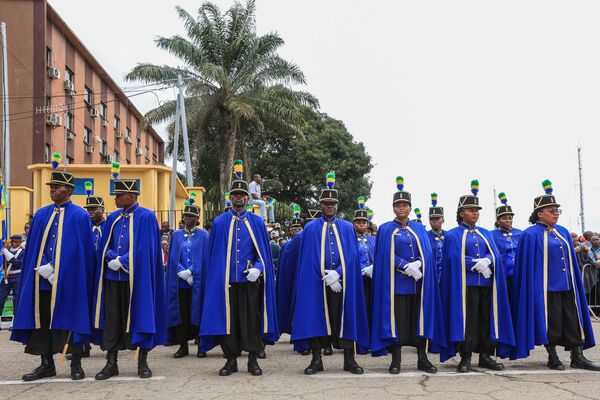 Members of the Cape Bleue (National Gendarmerie) get ready moments before the start of the military parade in honor of General Brice Oligui Nguema, inaugurated as Gabon&#x27;s &#x27;interim president&#x27;, in Libreville on September 4. - Sputnik Africa