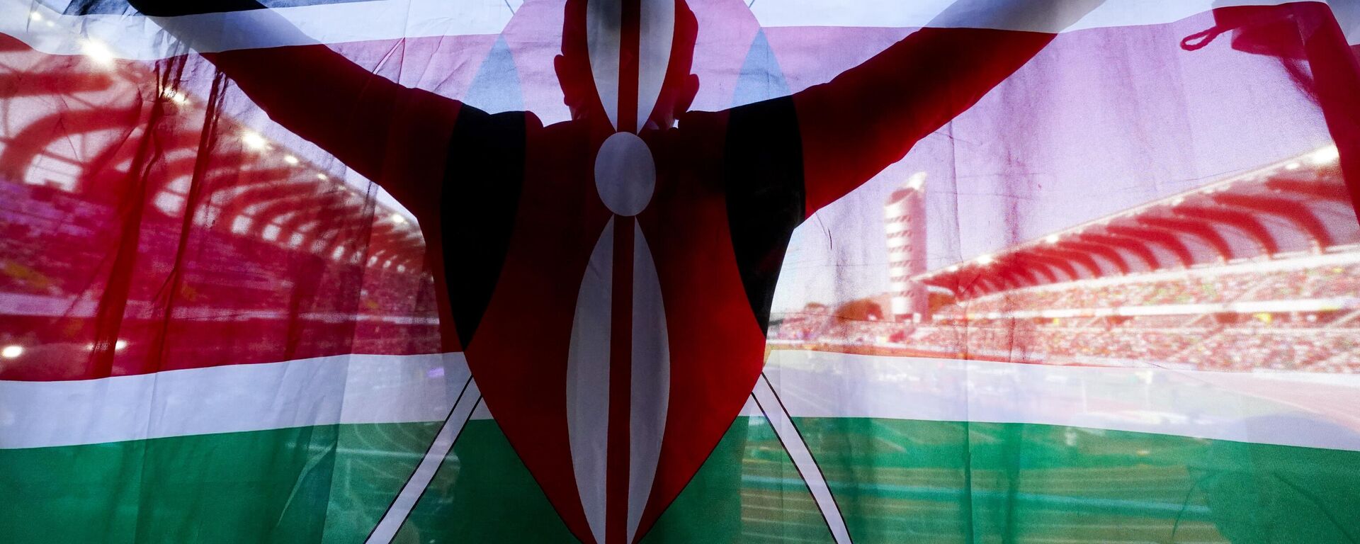 A fan of Kenya holds up a national flag during the final in the women's 5000-meter run at the World Athletics Championships on July 23, 2022, in Eugene, Ore.  - Sputnik Africa, 1920, 10.09.2023