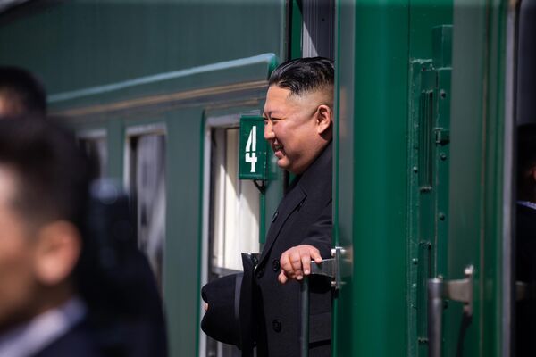 Chairman of the State Council of the Democratic People&#x27;s Republic of Korea Kim Jong Un at the Vladivostok railway station.  - Sputnik Africa