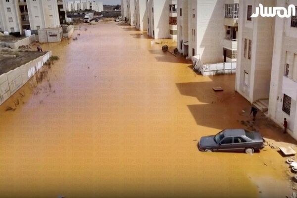 Streets are flooded after storm Daniel in Marj, Libya. - Sputnik Africa