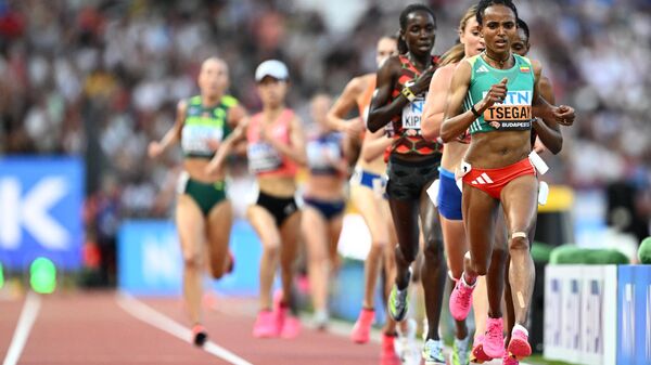 Ethiopia's Gudaf Tsegay competing in the women's 5000m heats during the World Athletics Championships at Budapest's National Athletics Centre - Sputnik Africa
