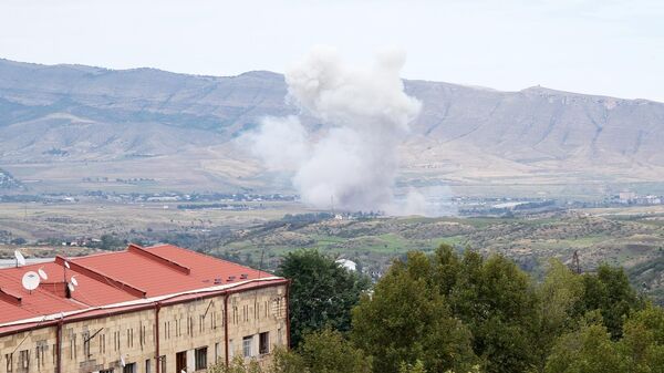 Smoke in the vicinity of Stepanakert in Nagorno-Karabakh. The Azerbaijani Ministry of Defense reported on Tuesday that Baku had begun “anti-terrorist measures” of a local nature in Karabakh to restore the constitutional order. - Sputnik Africa