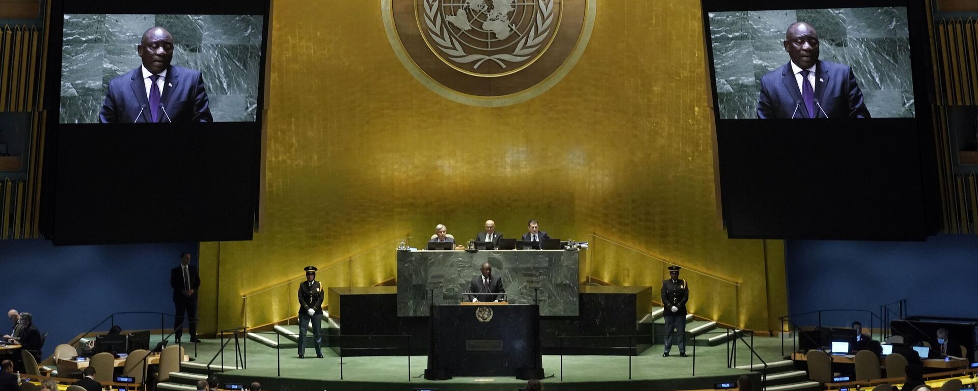 South Africa's President Matamela Cyril Ramaphosa addresses the 78th session of the United Nations General Assembly, Tuesday, Sept. 19, 2023 - Sputnik Africa, 1920, 20.09.2023