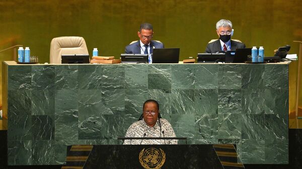 South Africa’s Minister of International Relations and Cooperation Naledi Pandor addresses the 77th session of the United Nations General Assembly - Sputnik Africa