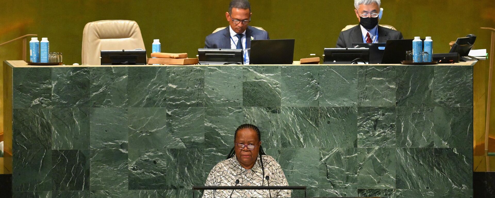 South Africa’s Minister of International Relations and Cooperation Naledi Pandor addresses the 77th session of the United Nations General Assembly - Sputnik Africa, 1920, 21.09.2023
