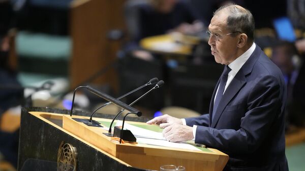 Le ministre russe des Affaires étrangères Sergueï Lavrov intervient devant l'Assemblée générale de l'Onu  - Sputnik Afrique