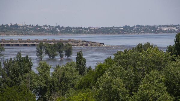 Le barrage de Kakhovka après les frappes de juin (archive photo) - Sputnik Afrique