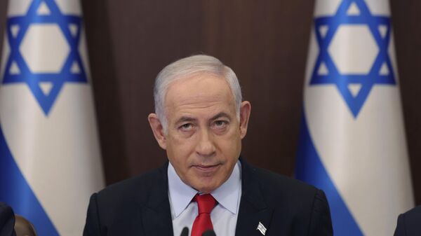 Israeli Prime Minister Benjamin Netanyahu attends the weekly cabinet meeting at the prime minister's office in Jerusalem, Wednesday, Sept. 27, 2023 - Sputnik Africa