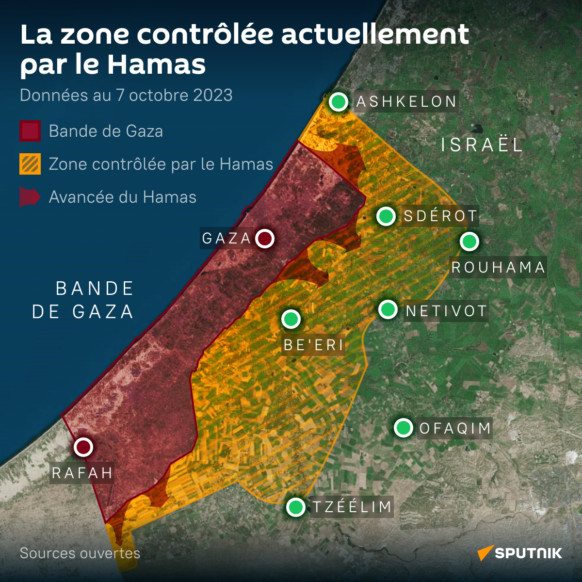 La zone contrôlée par le Hamas au 7 octobre 2023