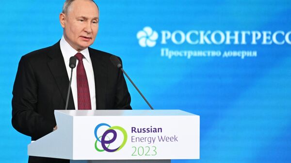 Russian President Vladimir Putin spoke at the plenary session of the Russian Energy Week  - Sputnik Africa