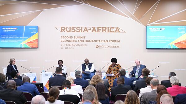 Participants of the session From aid to partnership: working together to fight epidemics at the Second Russia-Africa Summit in St. Petersburg.  - Sputnik Africa