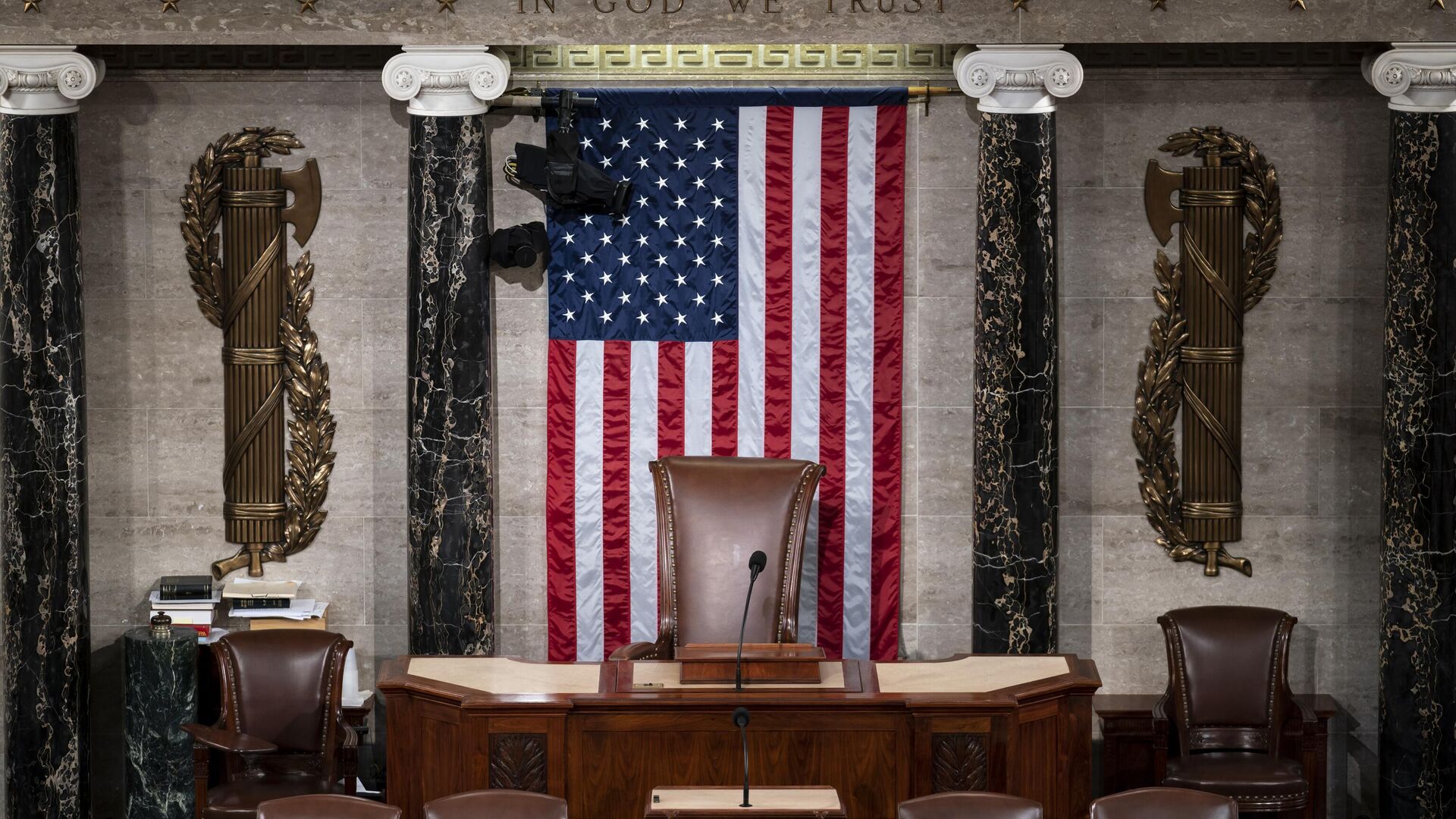 The speaker's dais is seen in the House of Representatives of the Capitol in Washington - Sputnik Africa, 1920, 16.10.2023