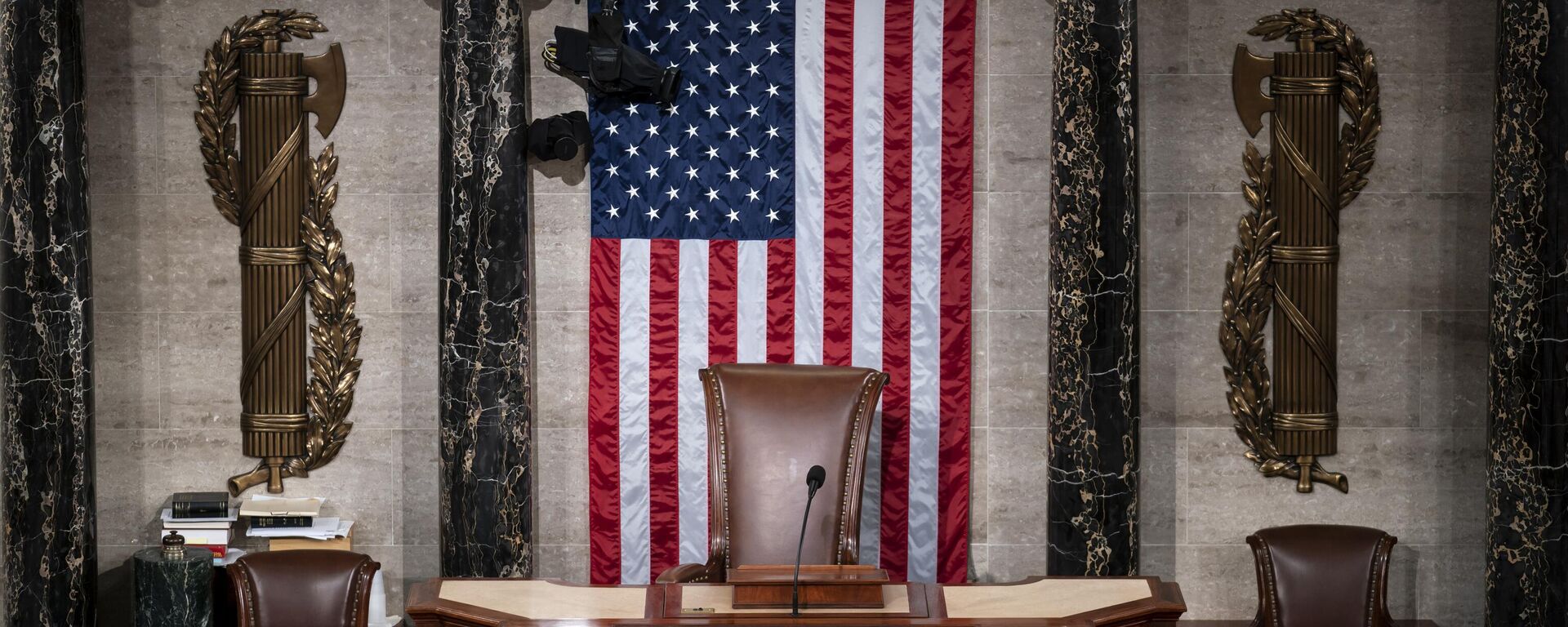 The speaker's dais is seen in the House of Representatives of the Capitol in Washington - Sputnik Africa, 1920, 16.10.2023