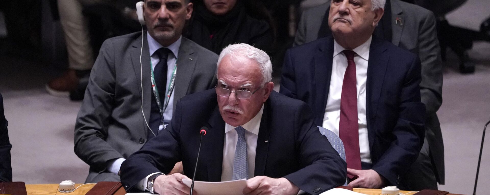 Palestinian Foreign Minister Riyad al-Maliki speaks during a United Nations (UN) Security Council meeting on the conflict in Middle East at the UN headquarters in New York City on October 24, 2023. - Sputnik Africa, 1920, 24.10.2023