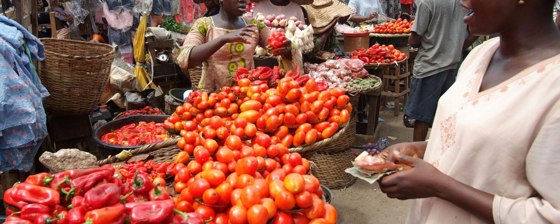 An unidentified women sells fresh vegetables in Lagos, Nigeria, Tuesday, May, 24 2005.  - Sputnik Africa, 1920, 28.10.2023
