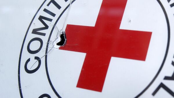  In this file photo dated Friday, Oct. 3, 2014, a Red Cross office sign in the town of Donetsk, eastern Ukraine. - Sputnik Africa