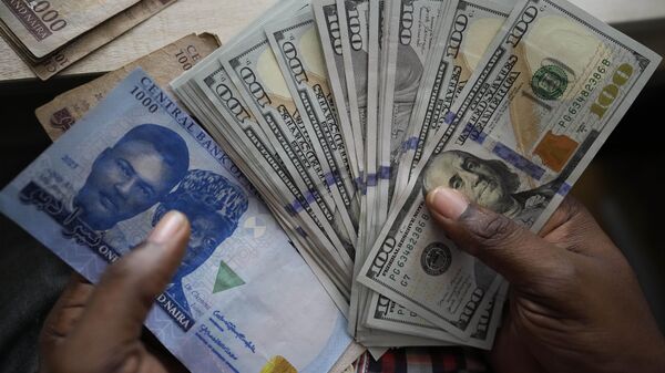 A man display U.S. $100 bills alongside Nigerian currency at the craft and art market in Lagos, Nigeria, on Wednesday, Aug. 16, 2023. - Sputnik Africa
