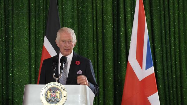 Britain's King Charles III delivers his speech during the State Banquet hosted by Kenyan President William Ruto at State House in Nairobi, Tuesday, Oct. 31, 2023.  - Sputnik Africa