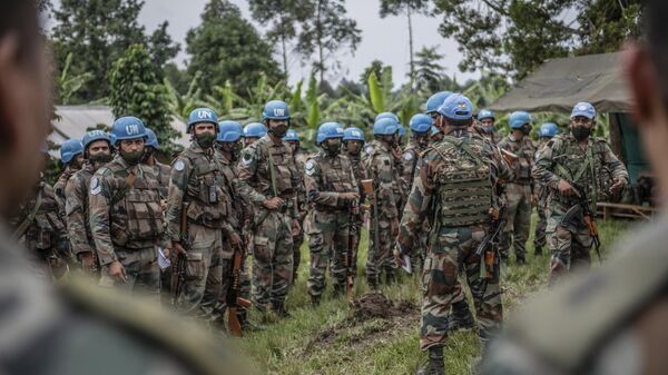 Les Casques bleus de la MONUSCO déployés près de Kibumba, au nord de Goma, République démocratique du Congo, vendredi 28 janvier 2022. - Sputnik Afrique
