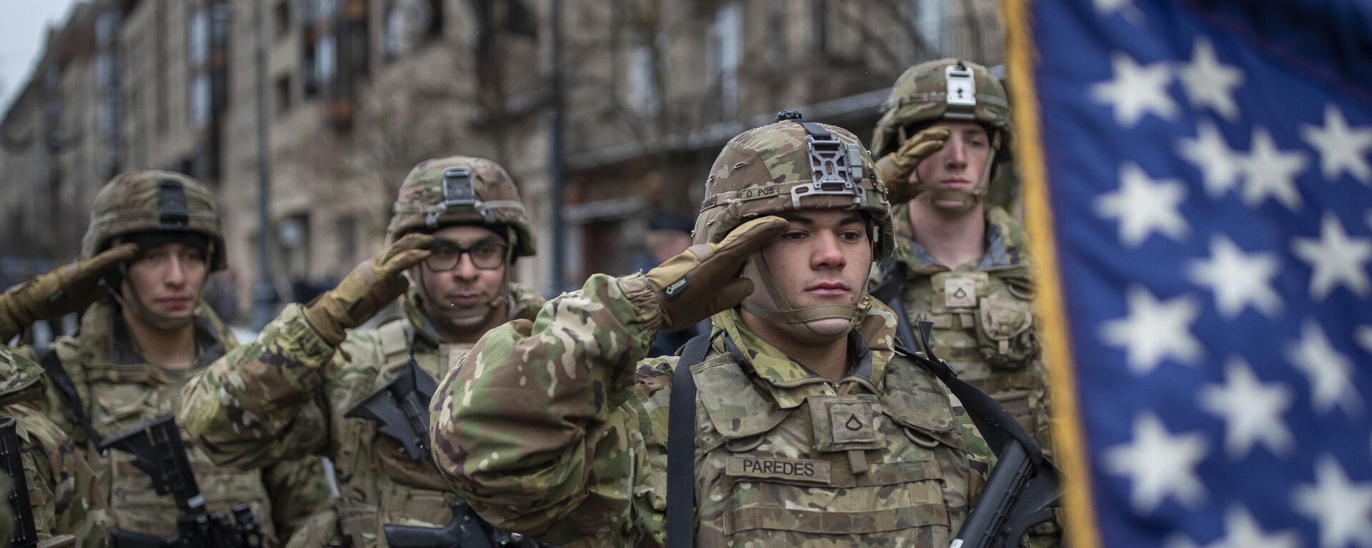 Members of the U.S. Army attend a military parade ceremony marking the 104th anniversary of the Lithuanian military on Armed Forces Day at the Gedimino Avenue, in Vilnius, Lithuania, Wednesday, Nov. 23, 2022 - Sputnik Africa, 1920, 07.11.2023