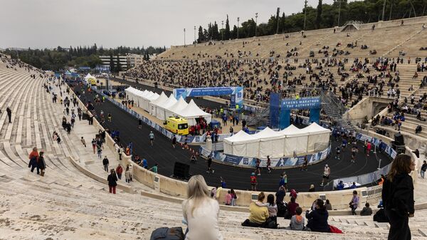 A general view of the Athens Panathenean stadium during the 38th Athens Marathon, in Athens, Greece, Sunday, Nov. 14, 2021. - Sputnik Africa
