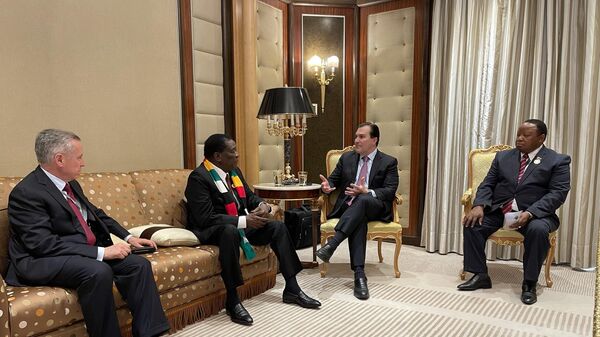 International Energy Forum (IEF) Secretary-General Joseph McMonigle meets with Zimbabwean President Emmerson Mnangagwa on Saturday, November 11, 2023, on the sidelines of the Saudi Arabia-Africa Summit in Riyadh, Saudi Arabia, to extend an invitation to the African country to join the IEF. - Sputnik Africa