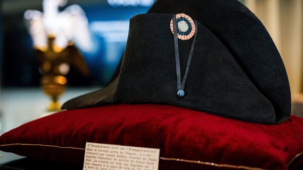 A black bicorne hat with red, white and blue cockade worn by the French Emperor Napoleon I (1769-1821), from the Collection Jean Louis Noisiez, is displayed before an auction sale at Osenat auction house in Paris on November 6, 2023.  - Sputnik Africa