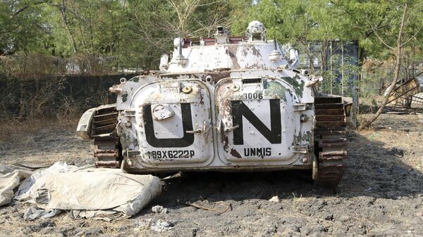 In this photo taken Thursday, Jan. 18, 2018, a U.N. armored vehicle sits in an abandoned base in Akobo, near the Ethiopian border, in South Sudan.  - Sputnik Africa