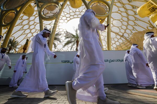 Participants arrive at the venue of the COP28 United Nations climate summit in Dubai on November 29, 2023. The central focus of the November 30 to December 12 COP28 talks will be a damning stocktaking of the world&#x27;s limited progress on cutting greenhouse gas emissions. - Sputnik Africa