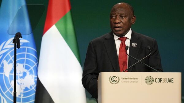 South Africa President Cyril Ramaphosa speaks during a plenary session at the COP28 - Sputnik Africa