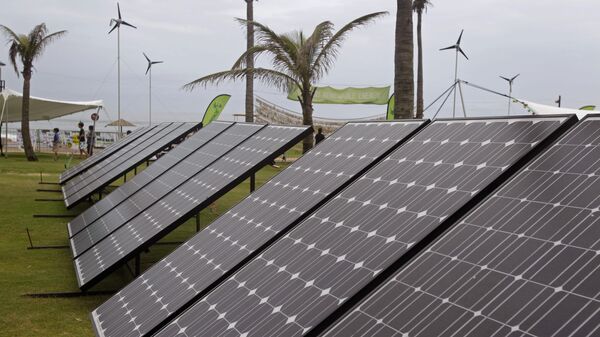 Solar panels are used to generate electricity at the Greenpeace exhibit during the climate change conference in Durban, South Africa, Tuesday, Nov 29, 2011.  - Sputnik Africa