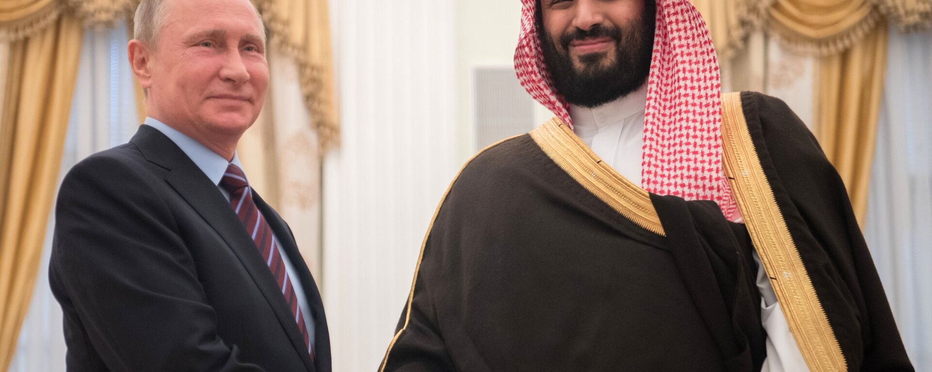 May 30, 2017. Russian President Vladimir Putin meets with Crown Prince of Saudi Arabia Mohammad bin Salman Al Saud, right. - Sputnik Africa, 1920, 05.12.2023