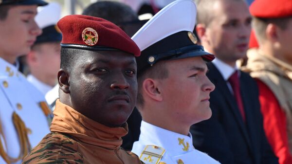 Burkina Faso's junta leader Captain Ibrahim Traore attends the Navy Day parade in Saint Petersburg on July 30, 2023. - Sputnik Africa
