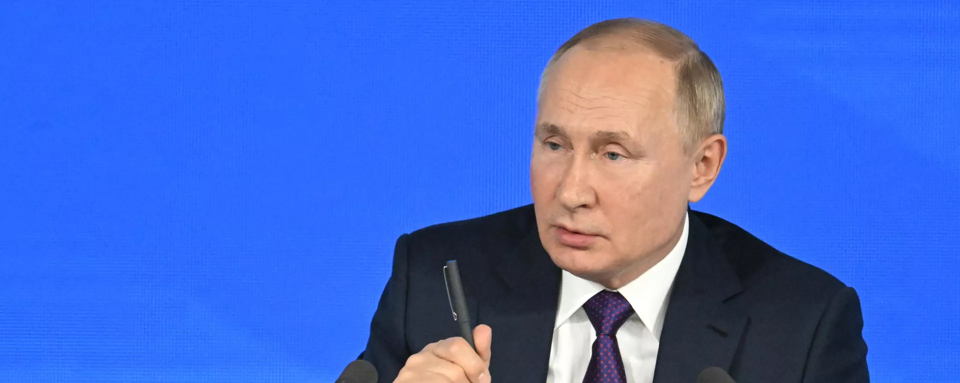 Russian President Vladimir Putin holds his joint Direct Line question-and-answer session and annual press conference, where he answers questions from journalists and citizens as part of the Results of the Year with Vladimir Putin program. - Sputnik Africa, 1920, 14.12.2023