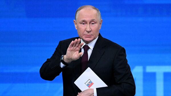 Poutine lors de sa récente conférence de presse le 14 décembre - Sputnik Afrique