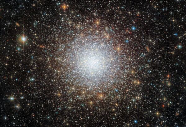 This striking image shows the densely packed globular cluster known as NGC 2210, which is situated in the Large Magellanic Cloud (LMC). The LMC lies about 157 000 light-years from Earth, and is a so-called satellite galaxy of the Milky Way, meaning that the two galaxies are gravitationally bound.  - Sputnik Africa