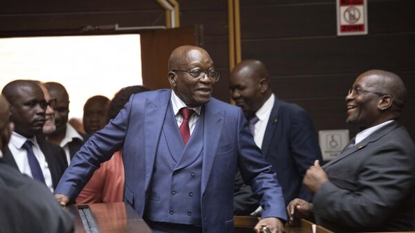 Former South African President Jacob Zuma, centre, arrives at the Pietermaritzburg High Court in South Africa, Monday, April 17, 2023. - Sputnik Africa