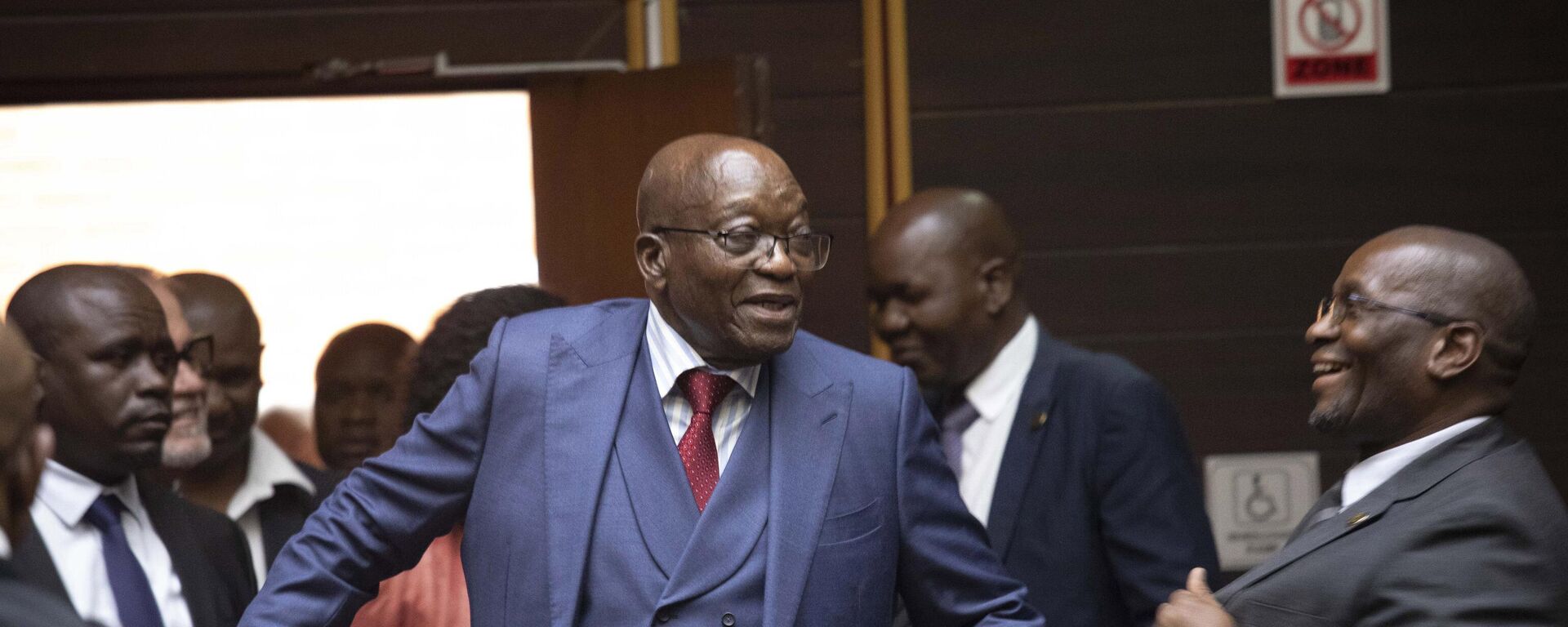 Former South African President Jacob Zuma, centre, arrives at the Pietermaritzburg High Court in South Africa, Monday, April 17, 2023. - Sputnik Africa, 1920, 16.12.2023