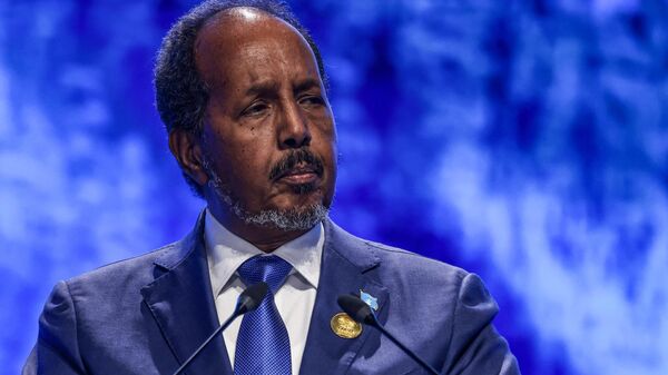 Somalia's President Hassan Sheikh Mohamud delivers a speech at the leaders summit of the COP27 climate conference at the Sharm el-Sheikh International Convention Centre, in Egypt's Red Sea resort city of the same name, on November 8, 2022. - Sputnik Africa