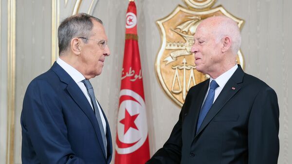 Le ministre russe des Affaires étrangères Sergueï Lavrov et le Président de la République, Kaïs Saïed, en visite en Tunisie, les 20 et 21 décembre 2023 - Sputnik Afrique