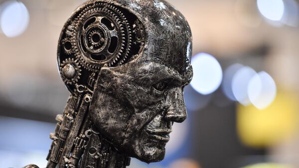 A metal head made of motor parts symbolizes artificial intelligence AI at the Essen Motor Show fair for tuning and motorsports in Essen, Germany, Friday, Nov. 29, 2019. - Sputnik Africa