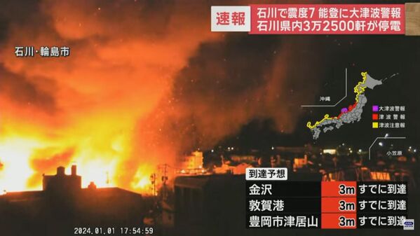 Fires at the site of the tsunami in Japan. - Sputnik Africa