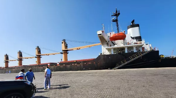 The bulk carrier Lugano in the port of Massawa, which delivered 25,000 tons of grain to Eritrea on January 4, 2024. - Sputnik Afrique